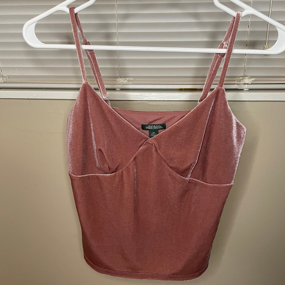 Pink velvet crop top